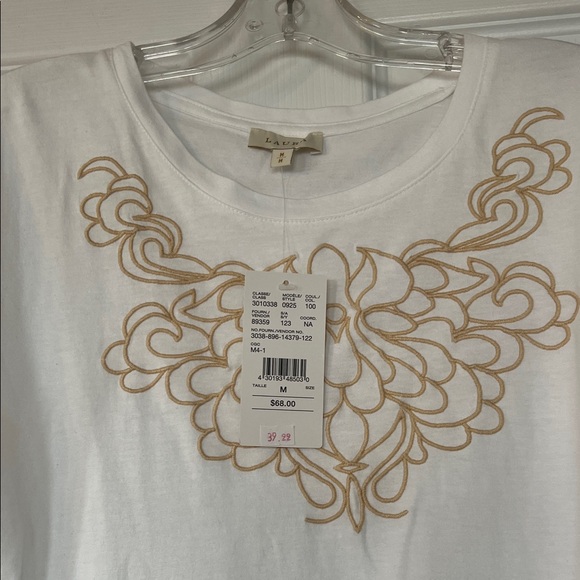 LAURA Elegant White Top with Gold Design - Picture 2 of 4